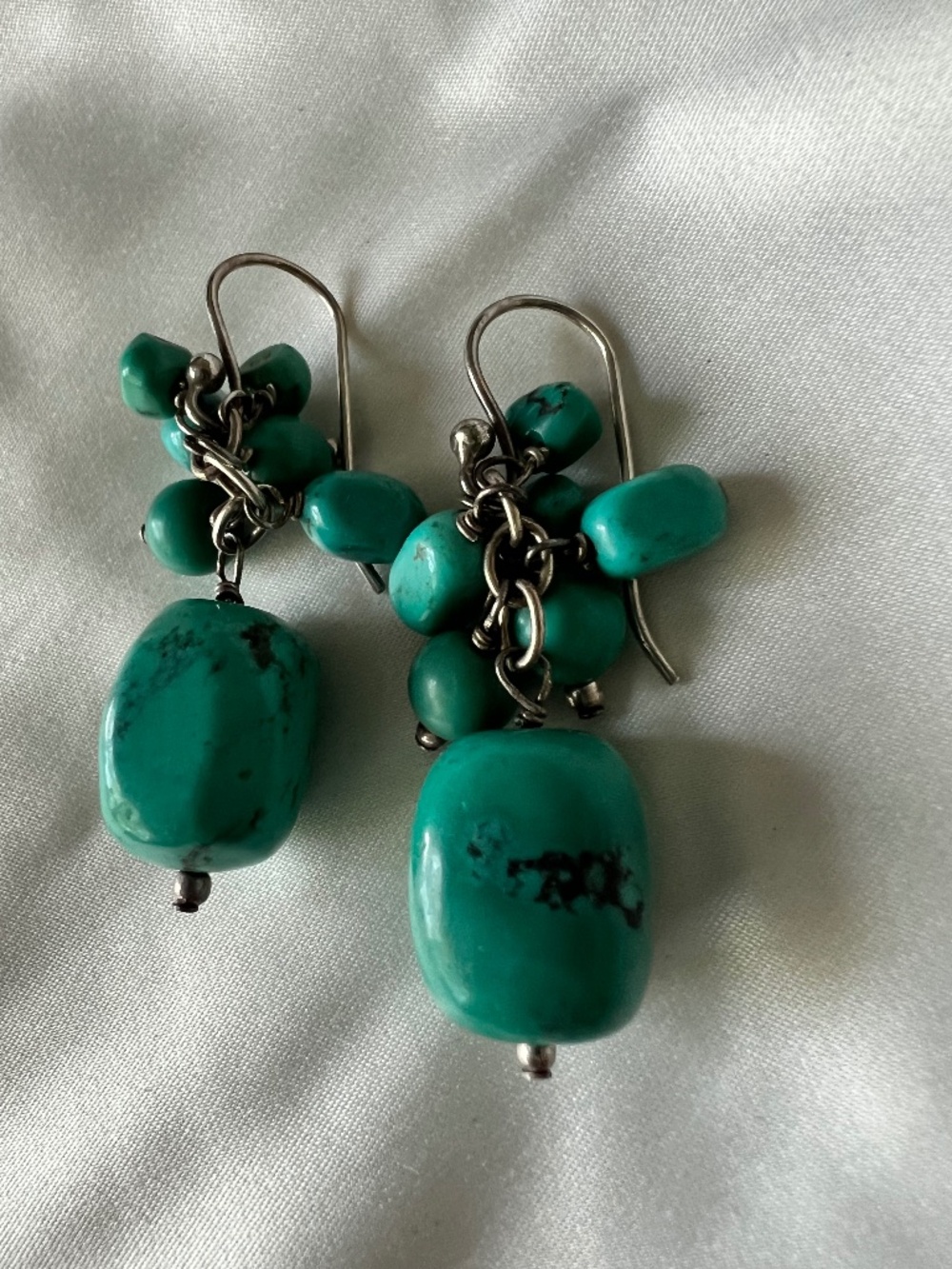 Turquoise and Silver French Hook Earrings